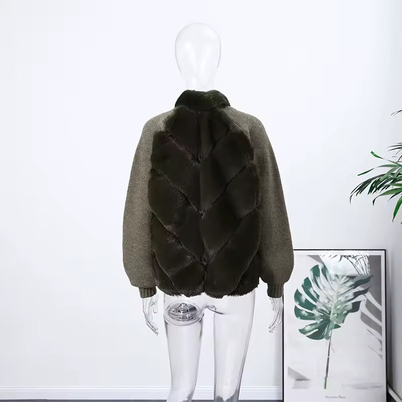 Donia faux fur jacket- green
