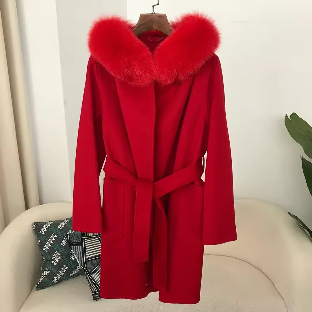 Noelia fur coat- red