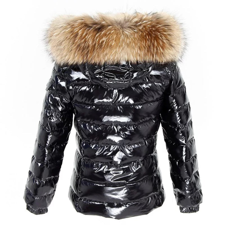 Gia short light down coat- black/brown