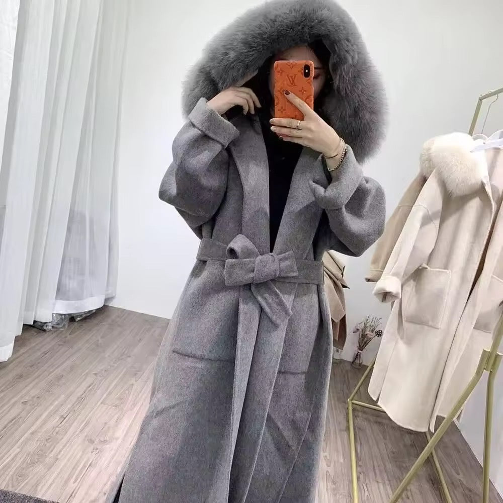 Noelia fur coat long- grey