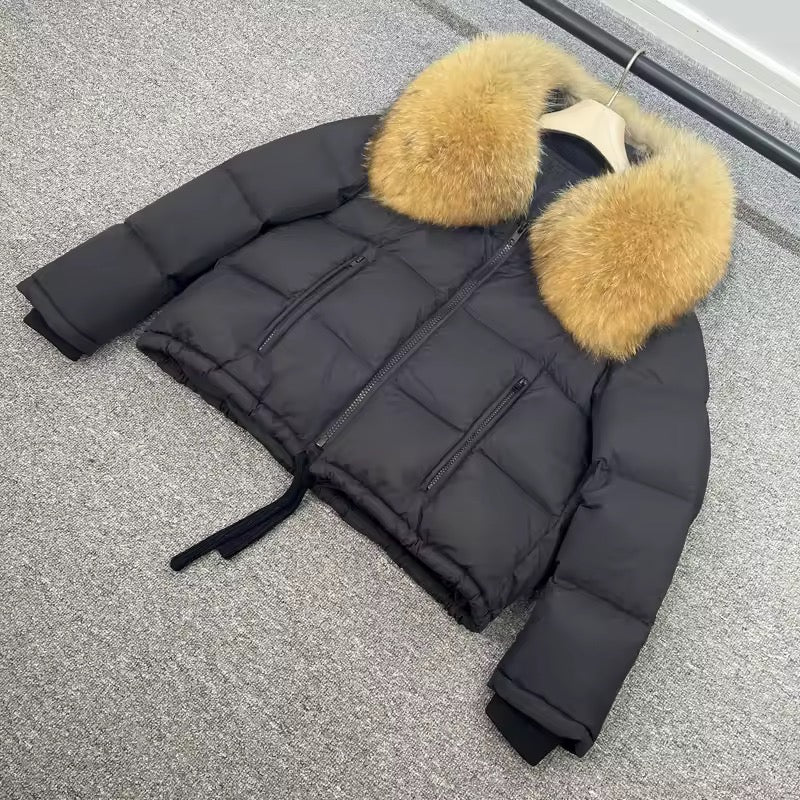 Alicia down coat- black/brown