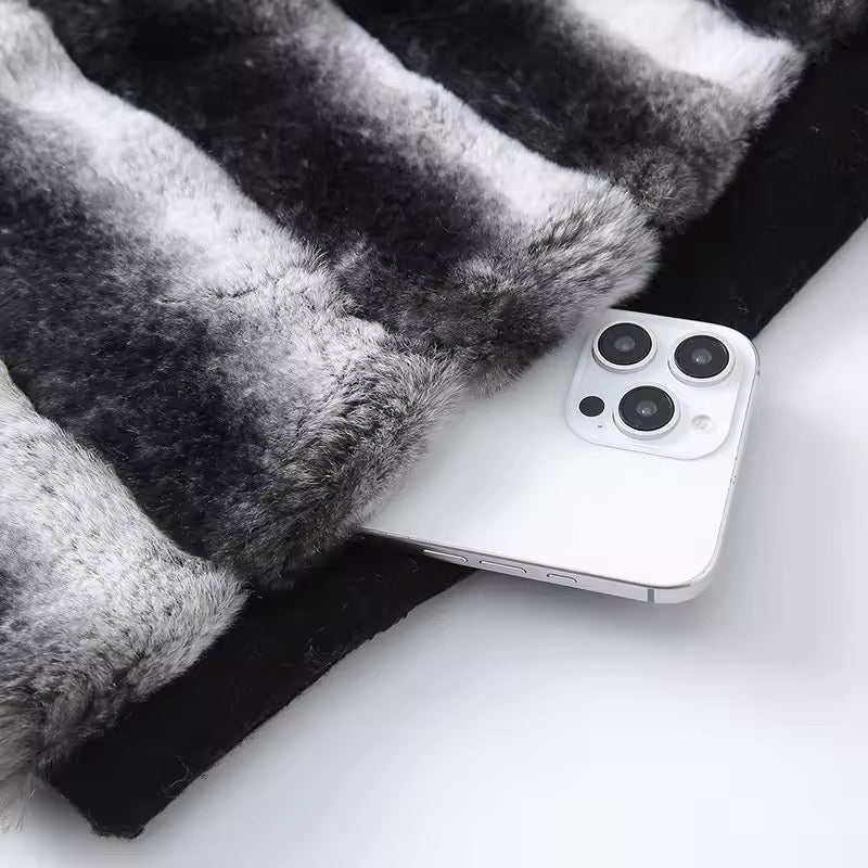 Victoria fur jacket- black/grey