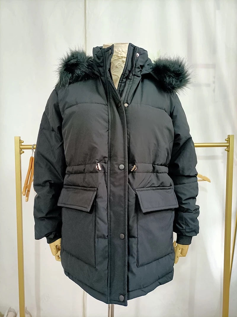 Dina down coat- fake fur black