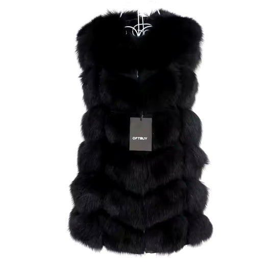 Daisy fur vest short- black