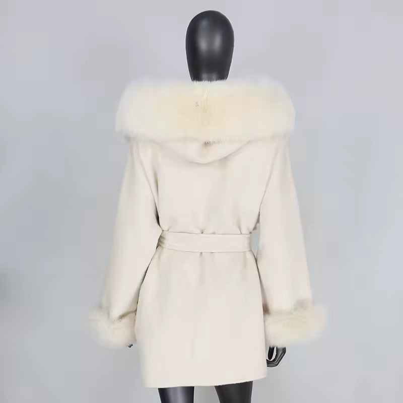 Noelia fur coat plus- light beige