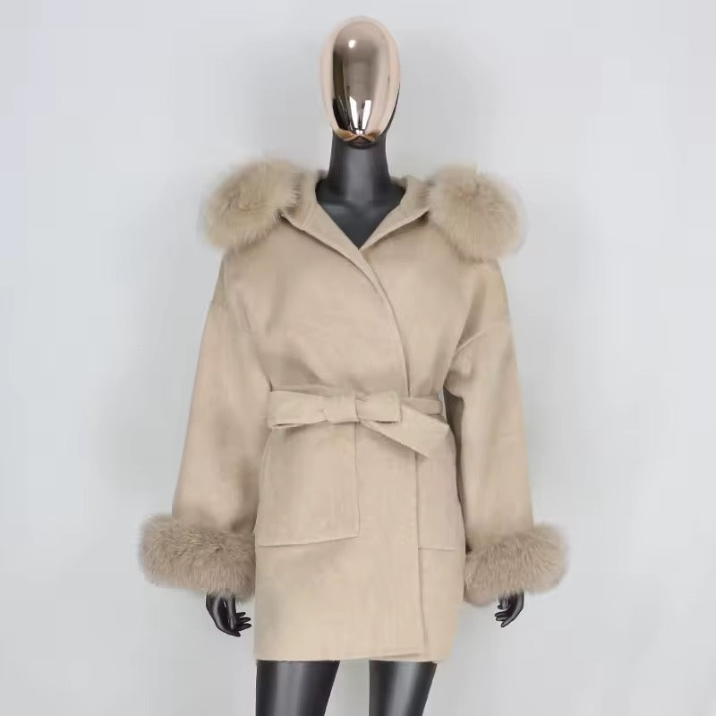 Noelia fur coat plus- warm beige