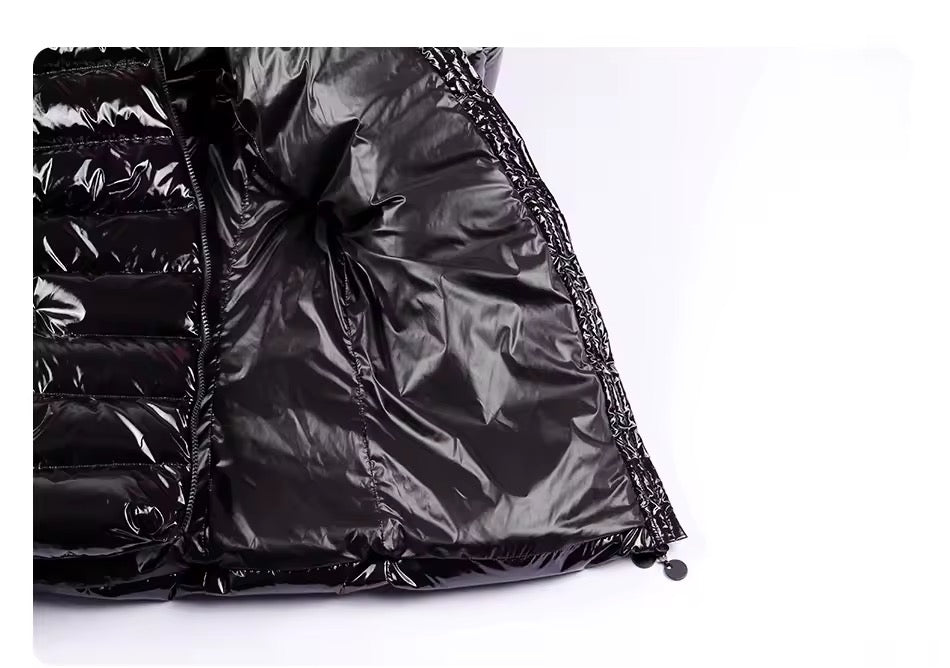 Gia short light down coat- black/brown