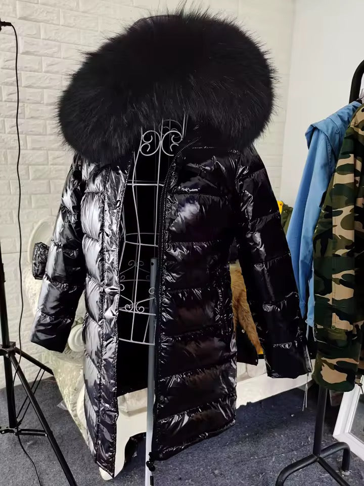 Gia light long down coat- black