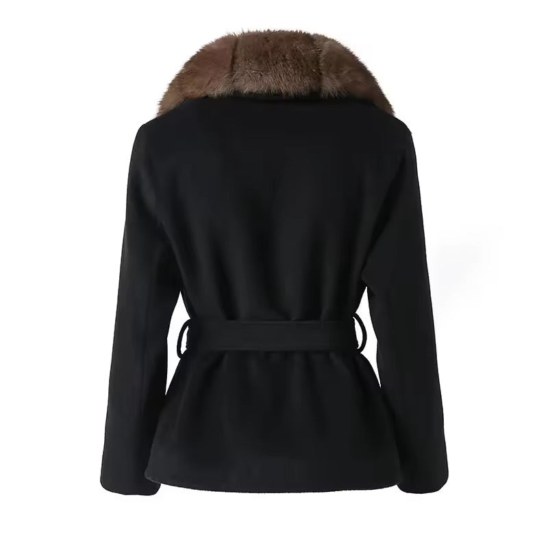 Beatrice faux fur coat- black/brown