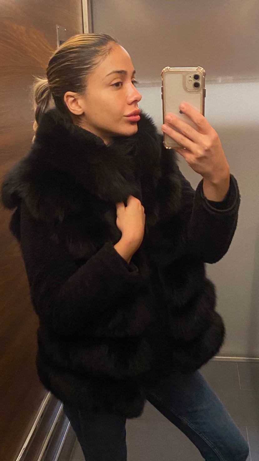Linda fur jacket- black