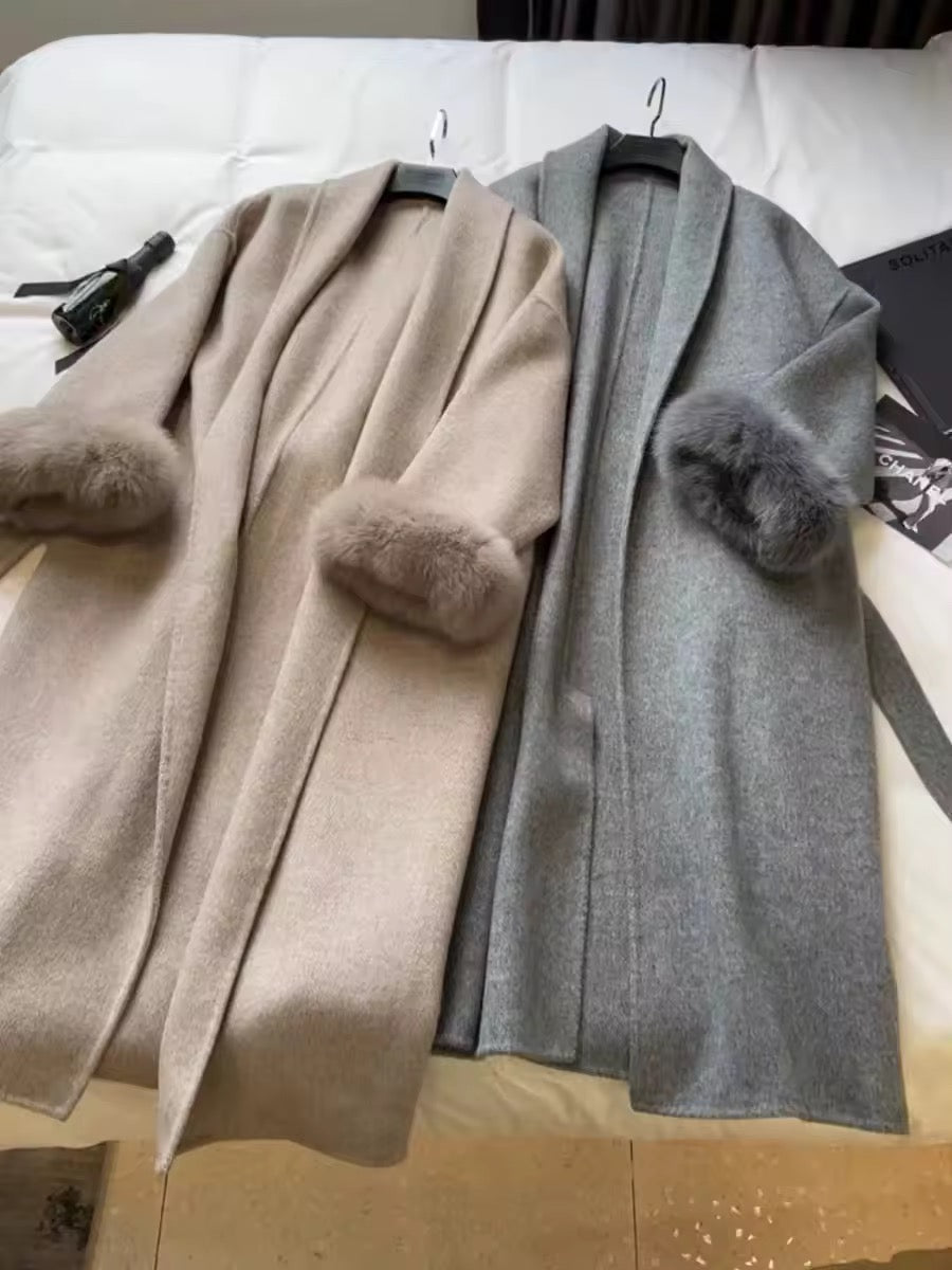 Betsy long fur coat- deep beige