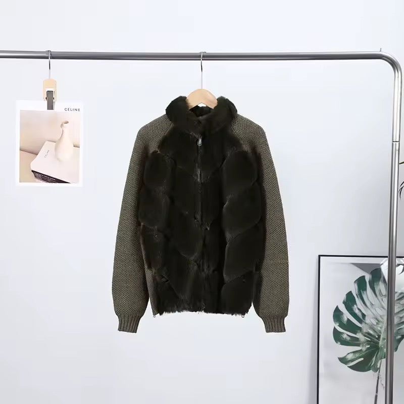 Donia faux fur jacket- green
