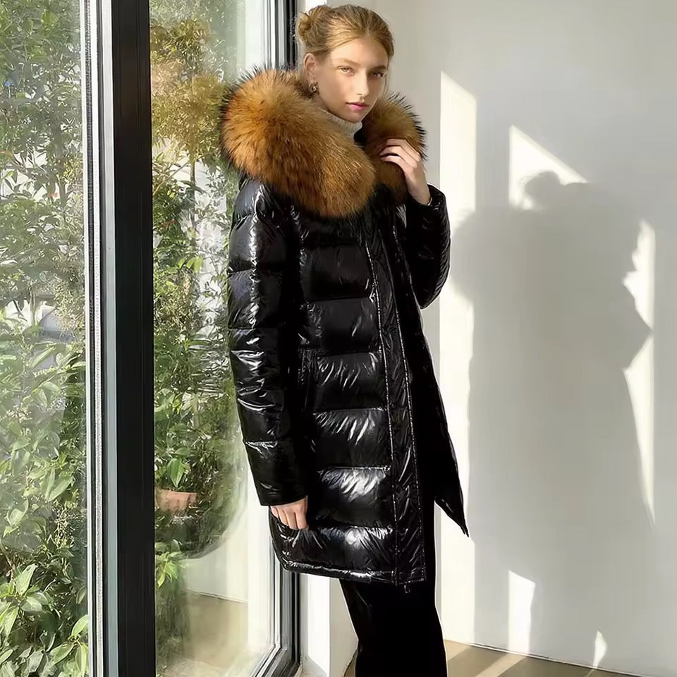 Maxine down coat- black/brown