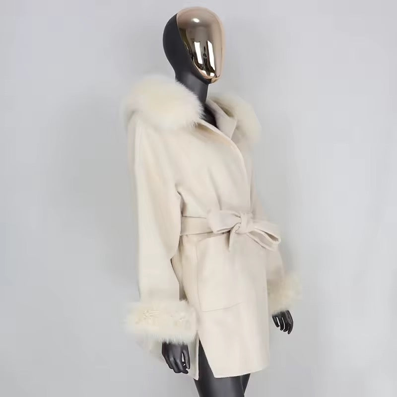 Noelia fur coat plus- light beige