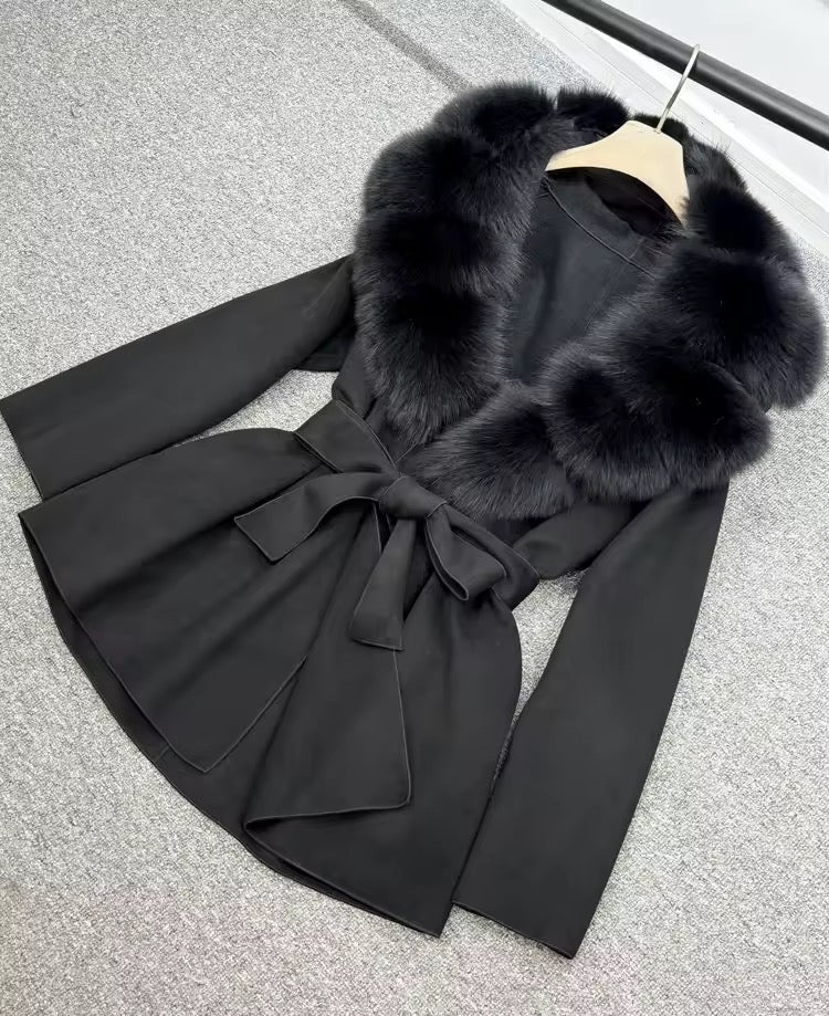 Mona fur coat- black