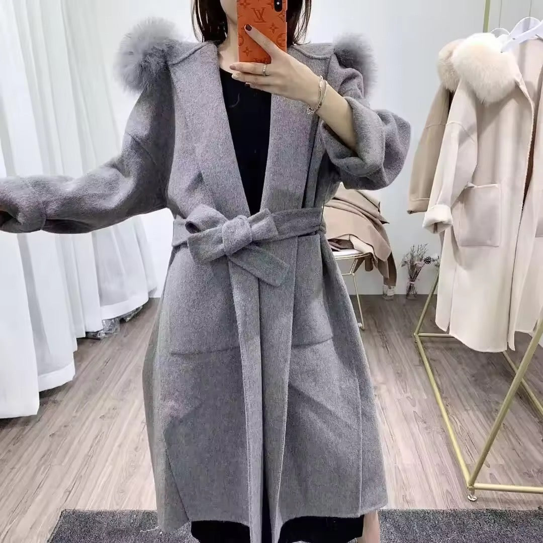 Noelia fur coat long- grey
