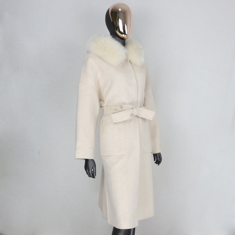 Noelia fur coat long- beige