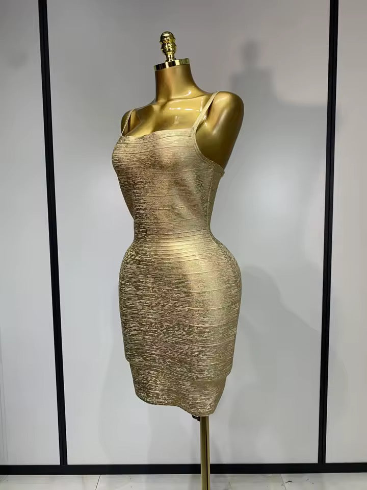 Marlena bandage dress- golden