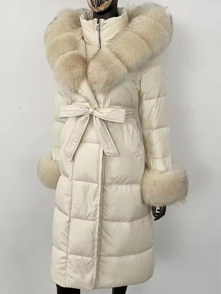 Daphne down coat plus- white/beige