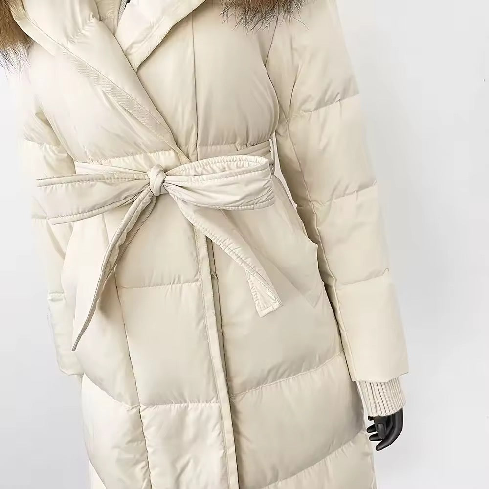 Alexa down coat- white/brown