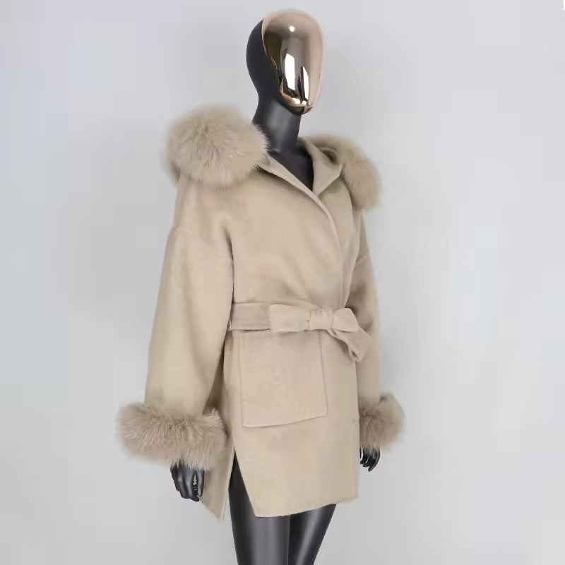 Noelia fur coat plus- warm beige