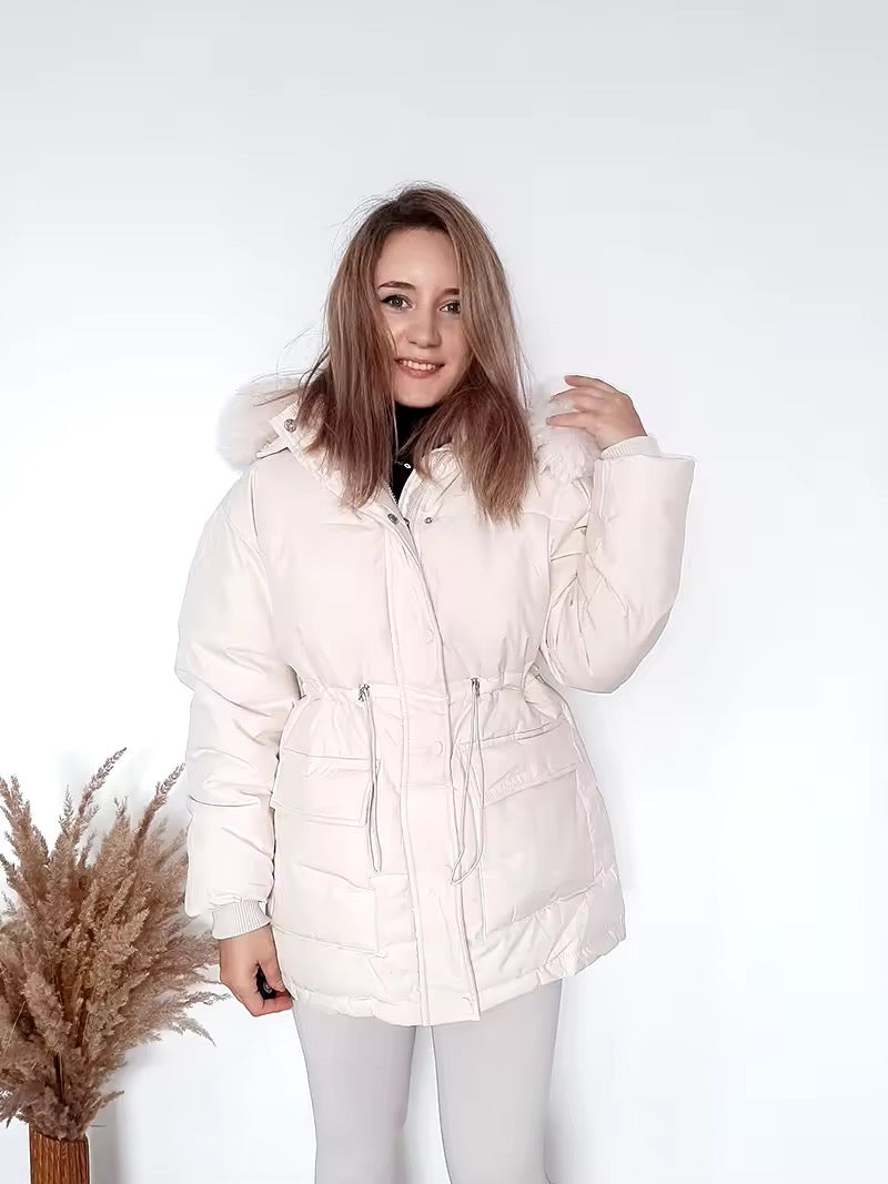 Dina down coat- fake fur beige