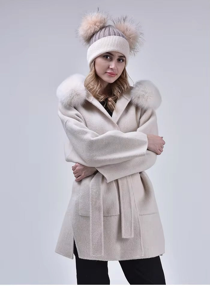 Noelia fur coat- beige