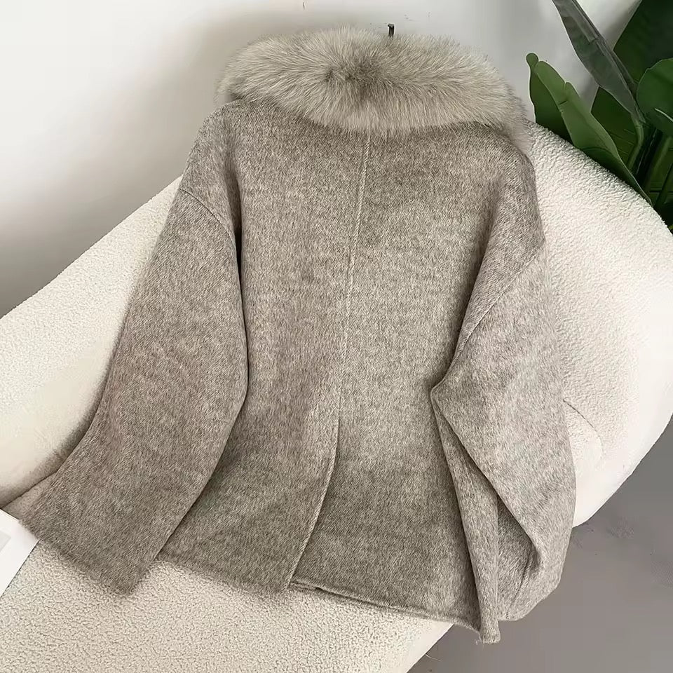 Ida wool fur jacket- dark beige