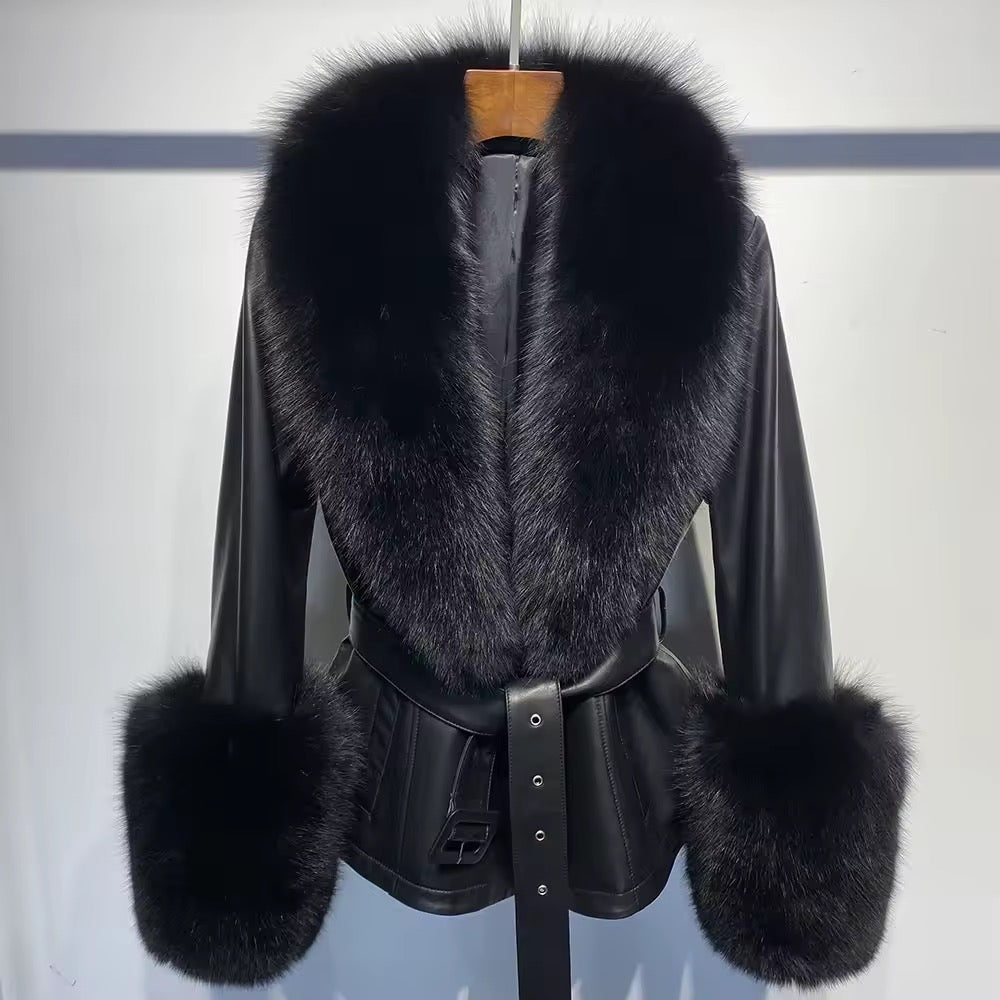 Laura leather coat- black