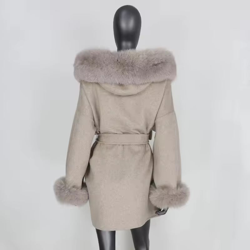 Noelia fur coat plus- deep beige