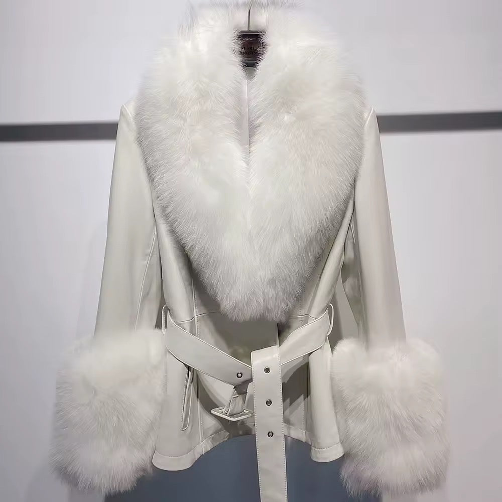 Laura leather coat- beige