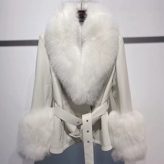 Laura leather coat- beige