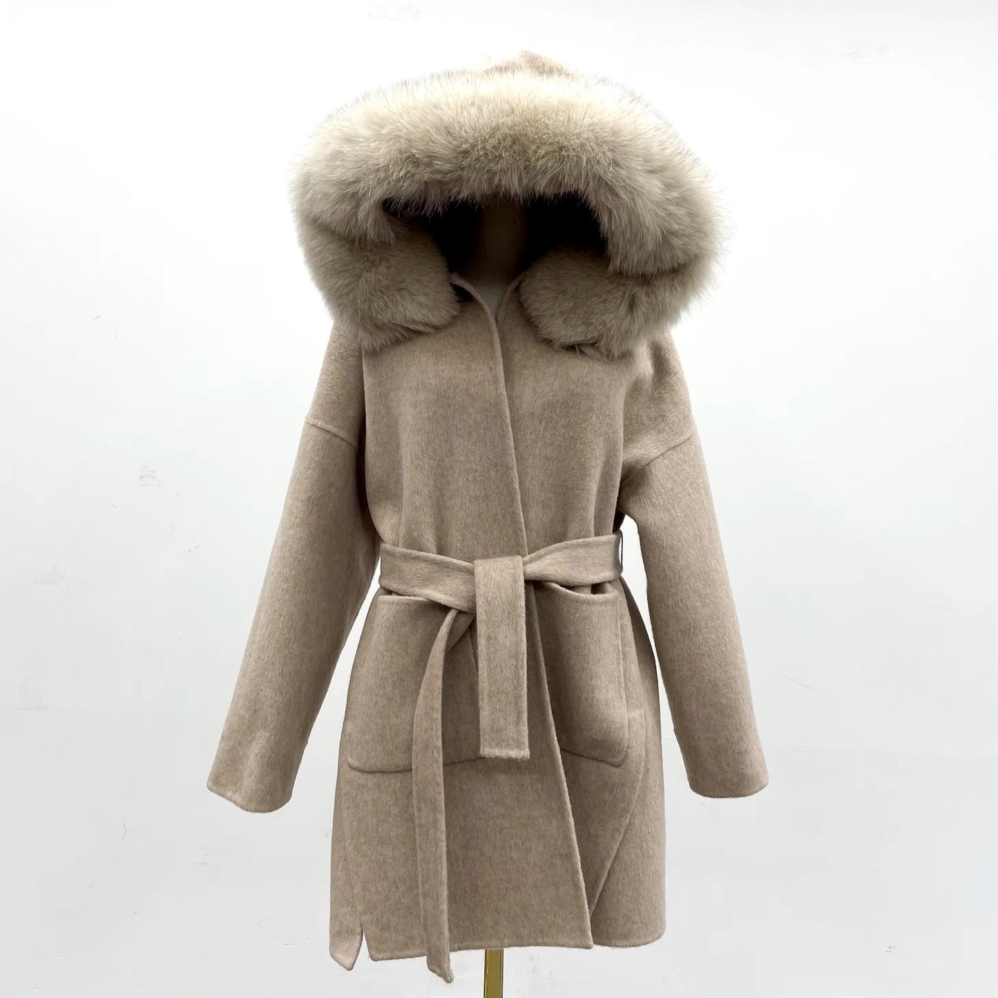 Noelia fur coat- dark beige