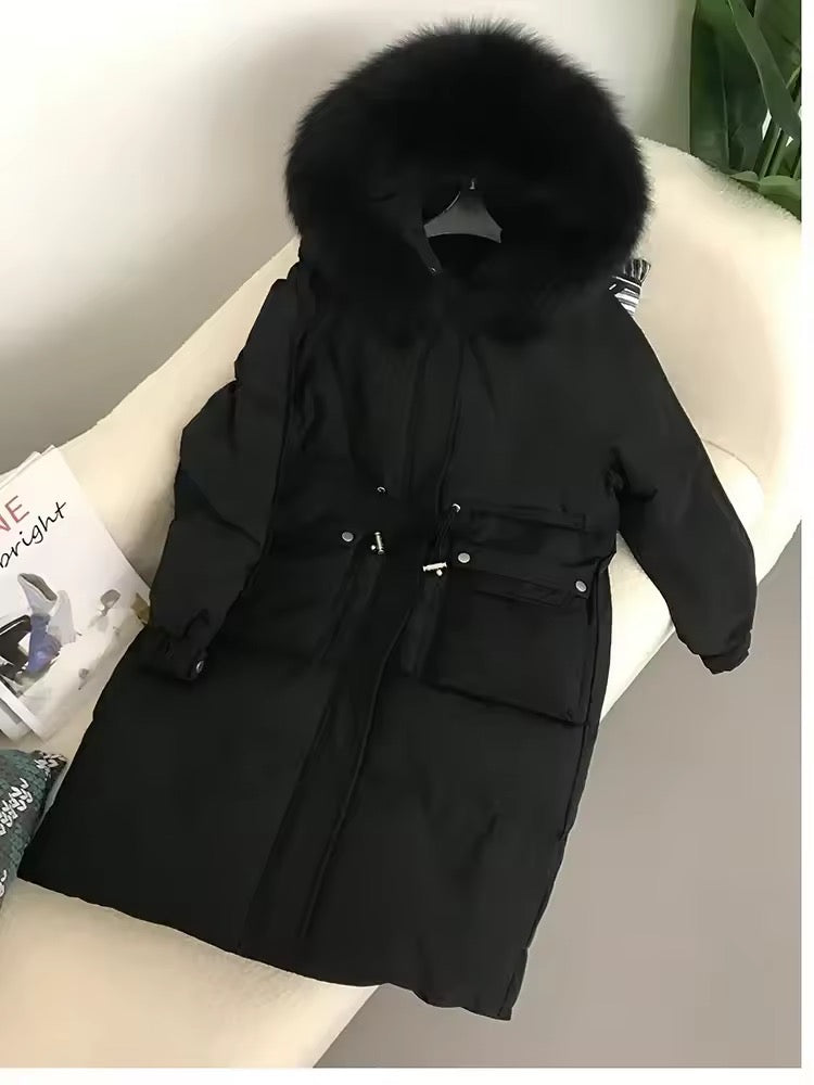 Dina long down coat- black