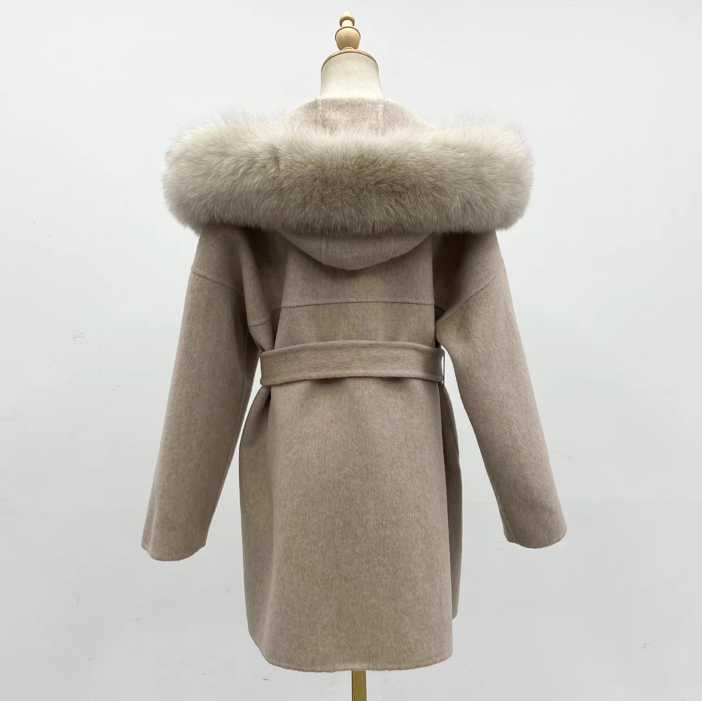 Noelia fur coat- dark beige