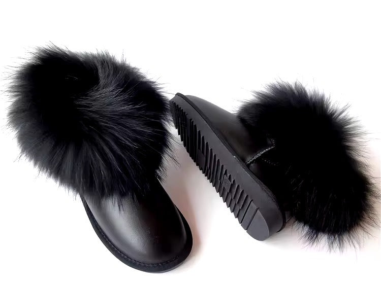 Johanna waterproof fur boots- black