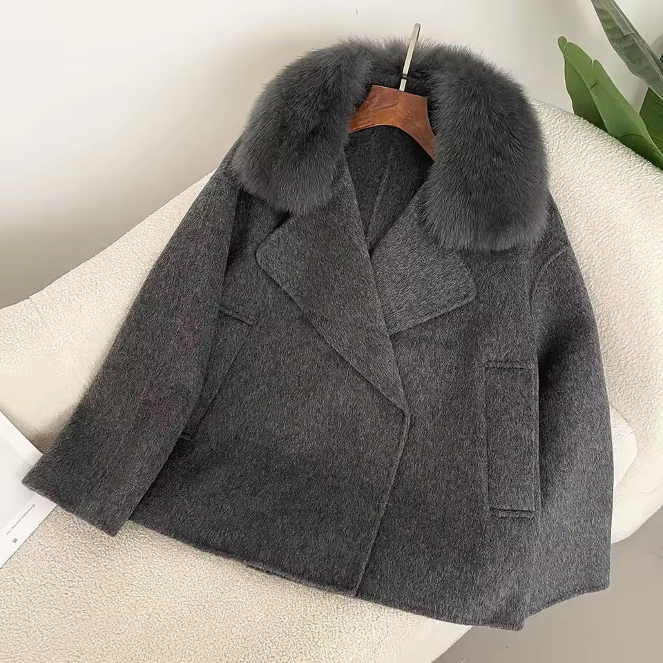 Ida wool fur jacket- grey