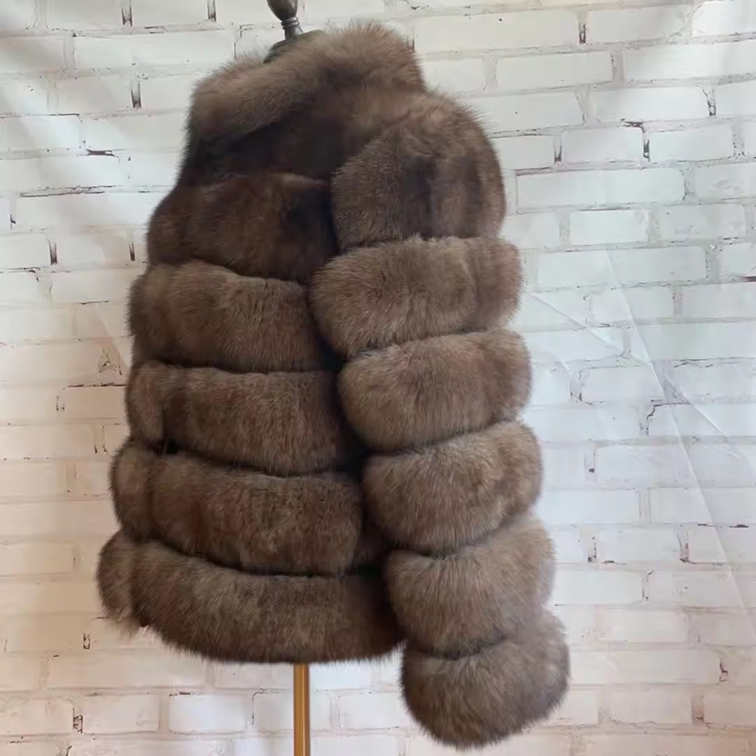 Linda fur jacket- brown