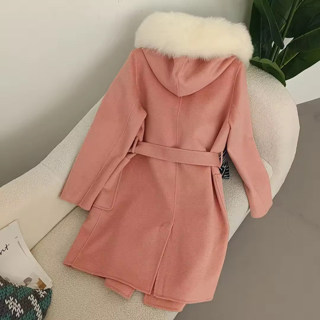 Noelia fur coat- pink/white