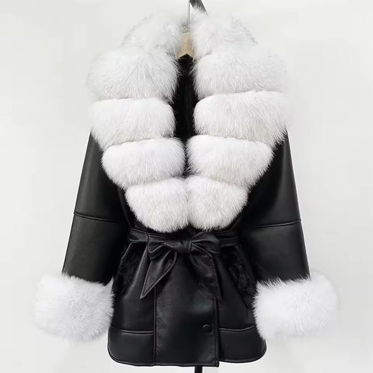 Jennie fur jacket- black/ice white
