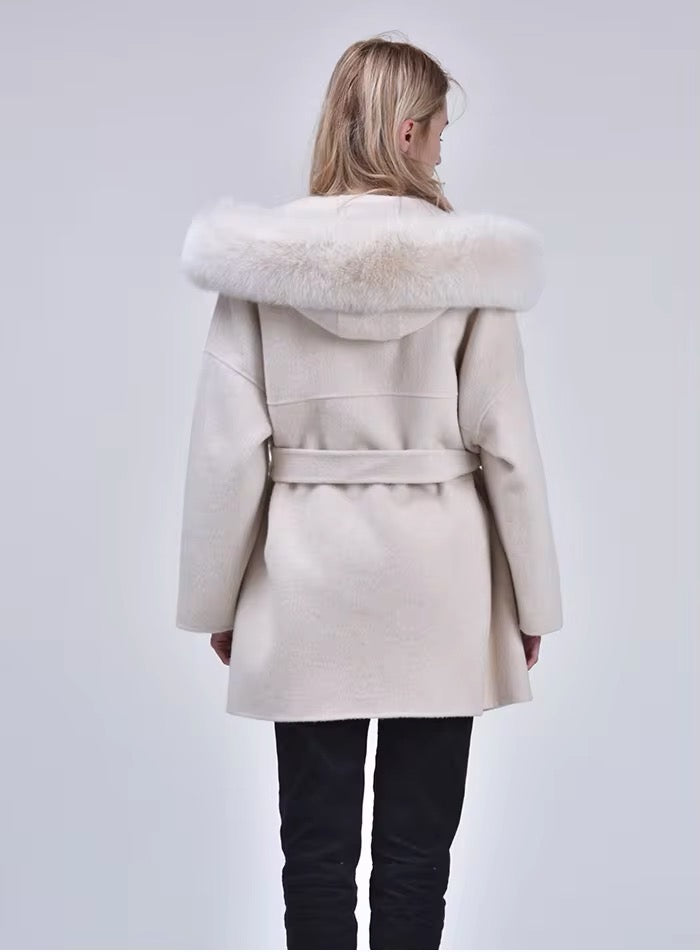 Noelia fur coat- beige