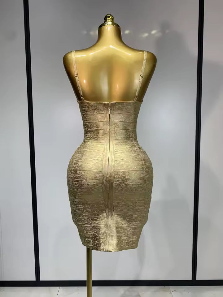 Marlena bandage dress- golden