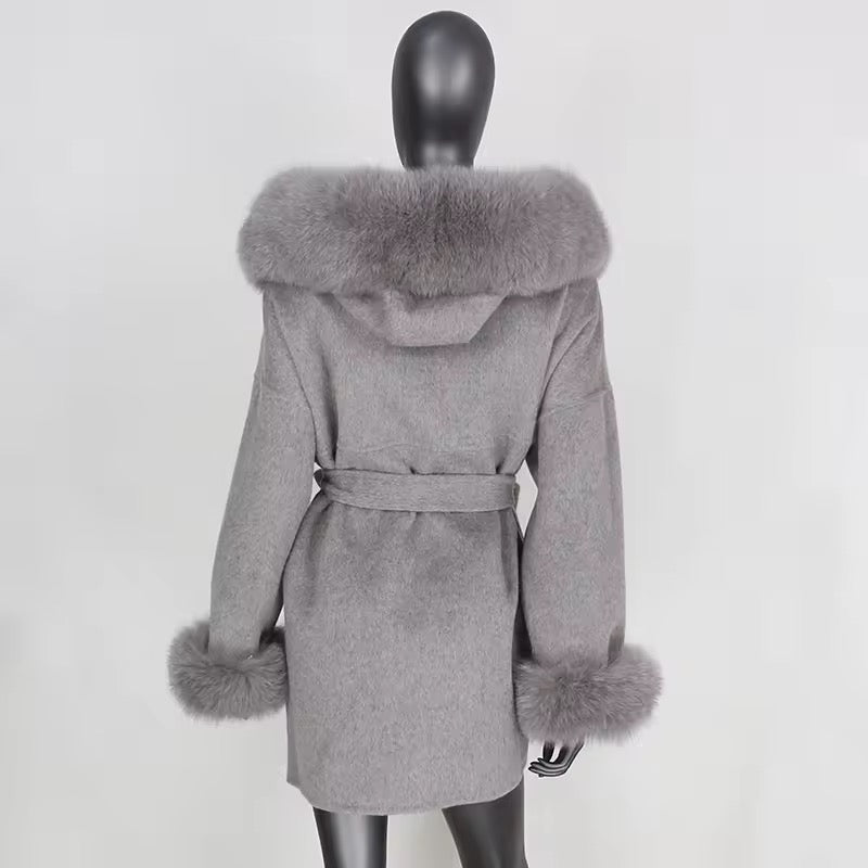 Noelia fur coat plus- grey