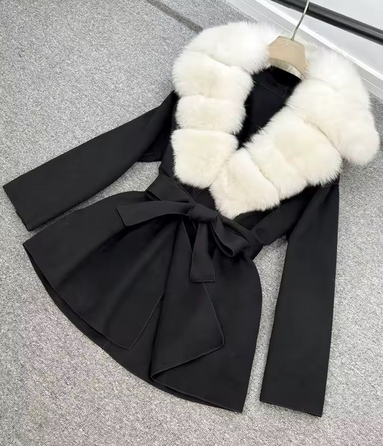 Mona fur coat- black/white