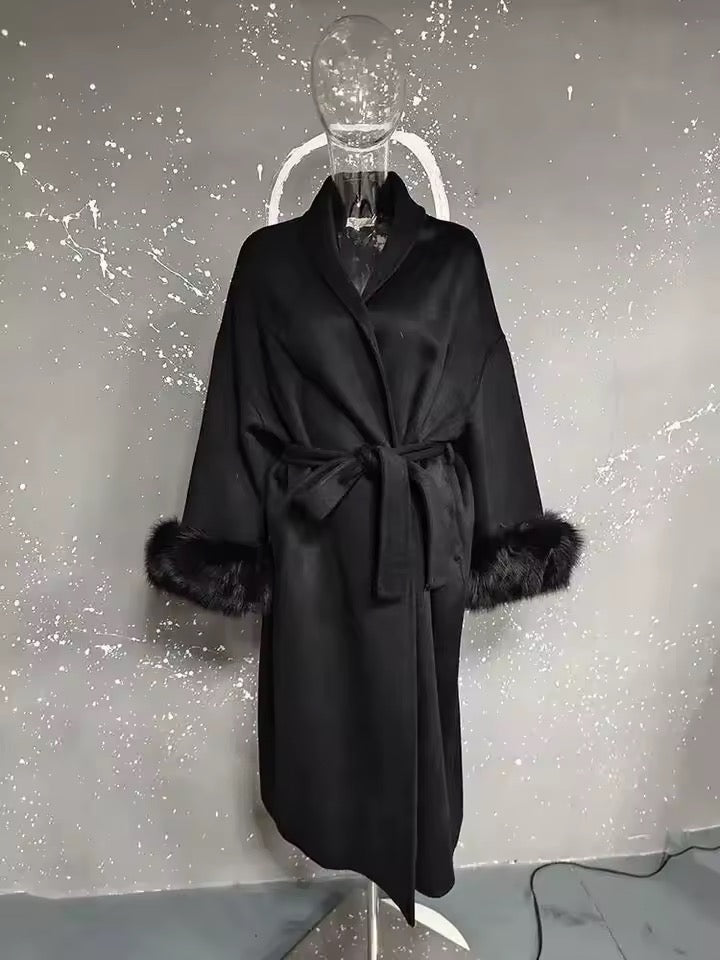 Betsy fur coat- long black