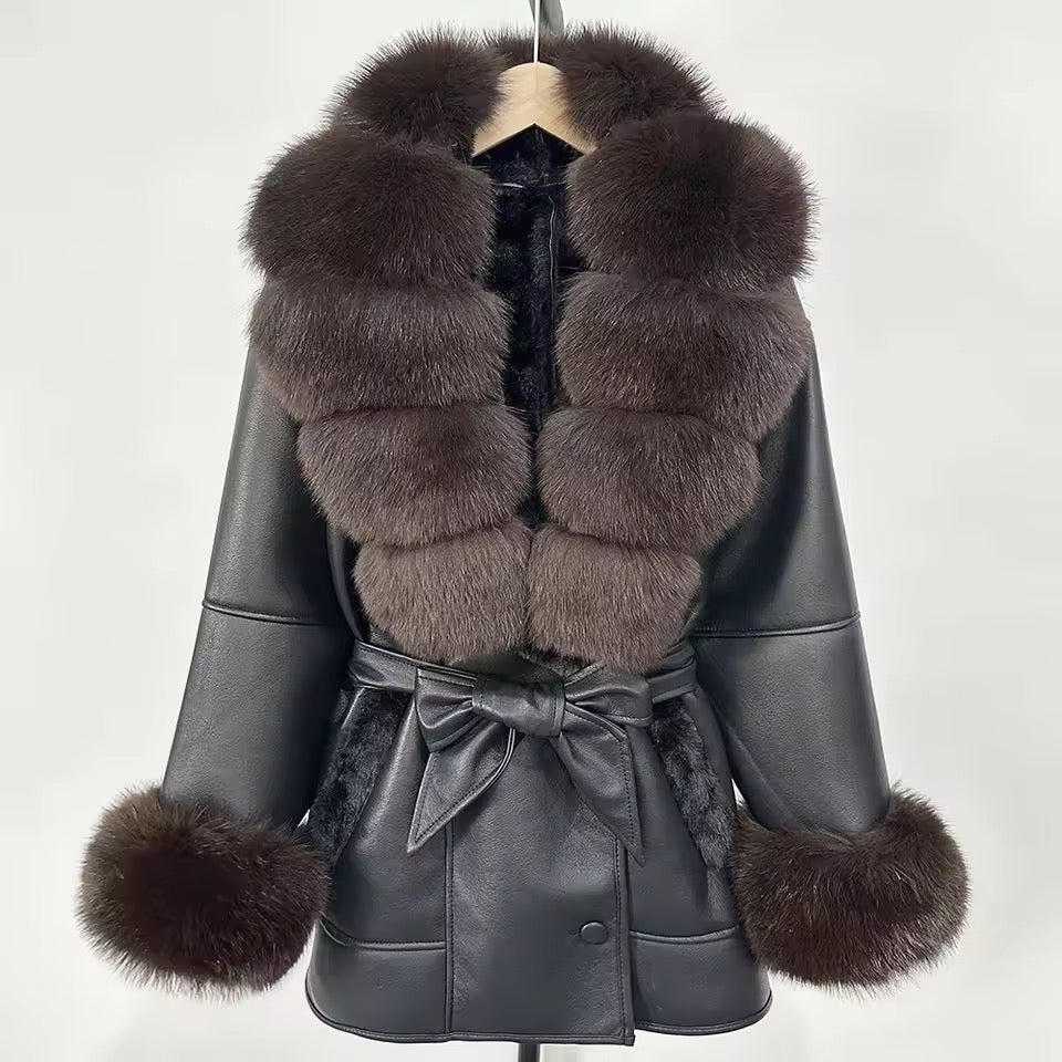 Jennie fur jacket- black/dark brown