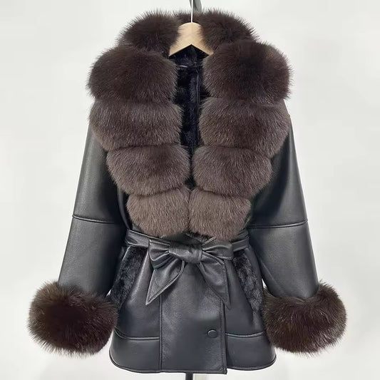 Jennie fur jacket- black/dark brown