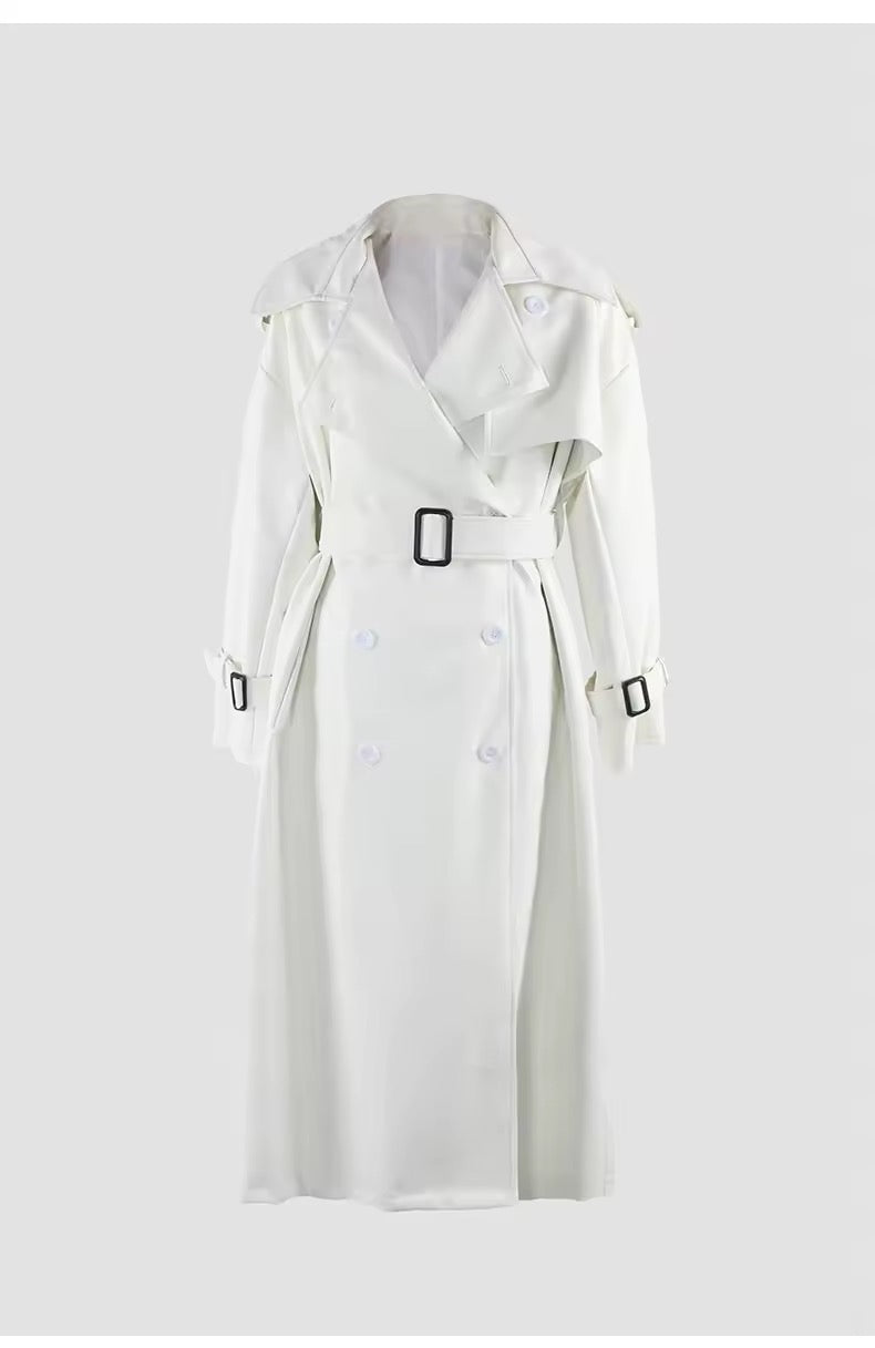 Anaïs PU leather coat- white