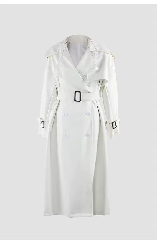 Anaïs PU leather coat- white