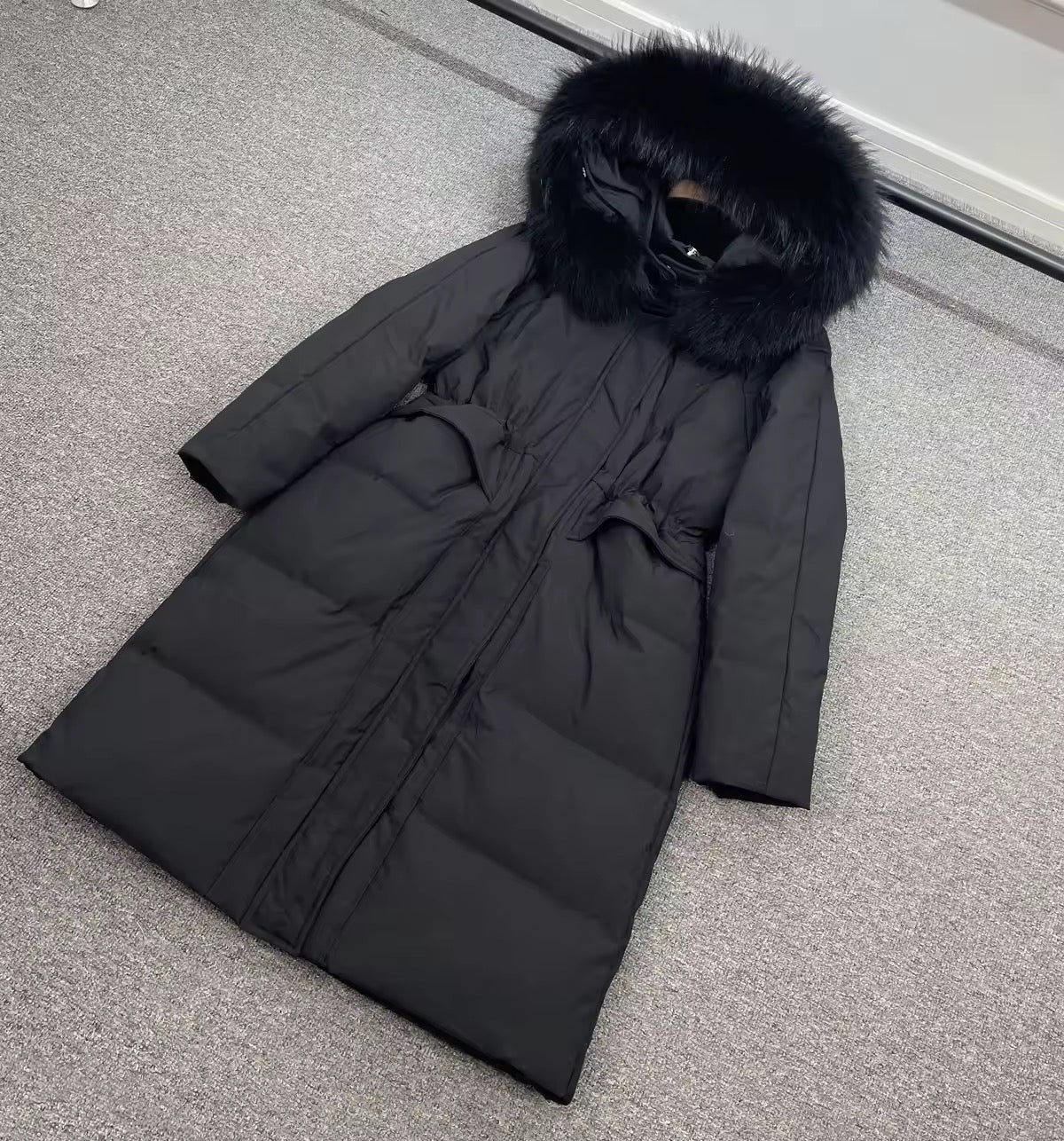 Lauren long down coat- black